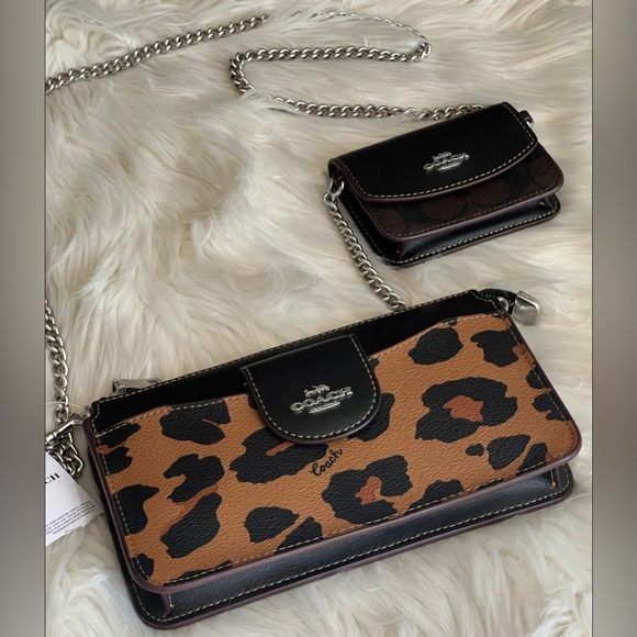 CC868 - Coach Poppy Crossbody with Card Case with Leopard Print and Sig Canvas - Picture 7 of 16